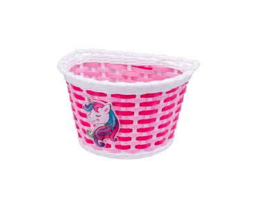 OEM Košík na riadidlá , detský plastový, ružový Unicorn 