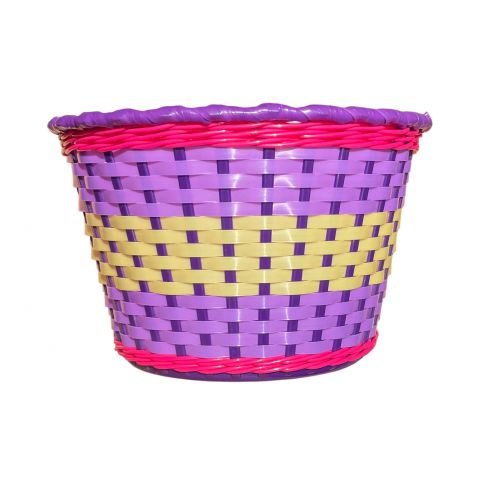 Košík na riadidlá, detský plastový, fialový-žltý pás