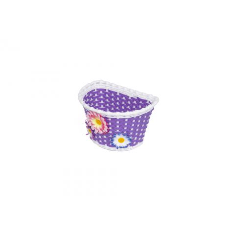 Košík na riadidlá , detský plastový, fialový, biely okraj