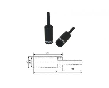 Jagwire BOT060BJ koncovka bowdenu s ochranou, Al, 5mm, čierna 