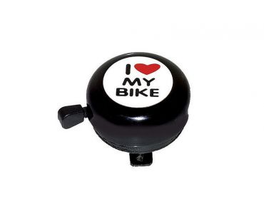 OEM Zvonček I love my bike, oceľový čierny 