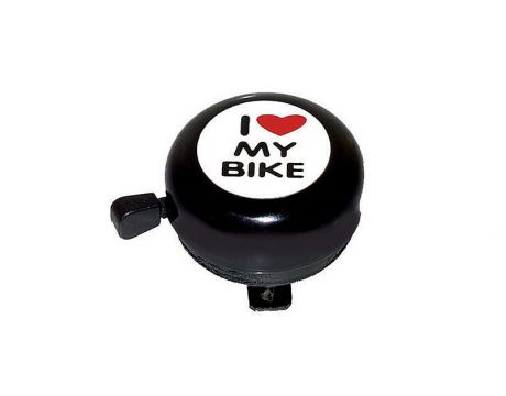 Zvonček I love my bike, oceľový čierny