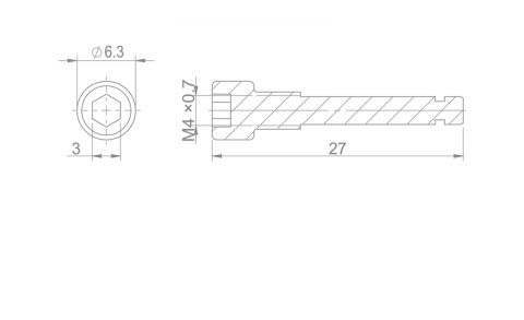 Zaisťovacia skrutka brzd. doštičiek M4 x 22 - AVID ELIXIR, GUIDE, CODE / TRAIL